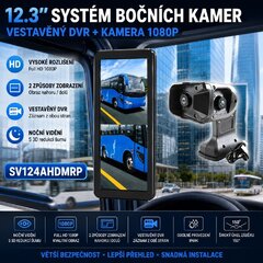 AHD kamerový set s monitorem 12,3", dvojitá kamera na rameni, DVR, pravá strana sv124AHDMRP