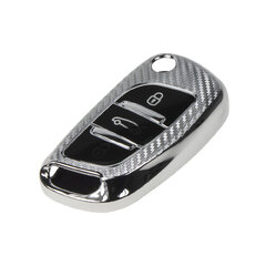 TPU obal pro klíč Peugeot/Citroën, 3-tlačítkový, carbon silver 484pg118cs