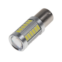 LED BA15s bílá, 12-24V, 33LED/5730SMD s čočkou 95117