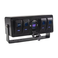 Panel s 4x spínači Rocker, voltmetr + 2x USB zásuvka, 12/24V 47176