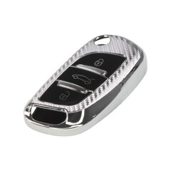 TPU obal pro klíč Peugeot/Citroën, 3-tlačítkový, carbon silver 484pg118cs