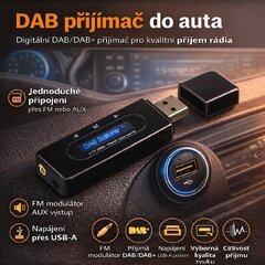 DAB přijímač přes FM modulátor / AUX výstup, napájení USB-A dab-05