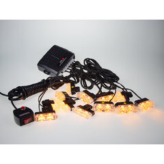 Výstražná LED světla vnější, do mřížky, oranžová, 12-24V kf821