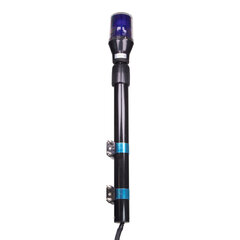 LED maják, 12V, 30LED modrý s teleskopickou tyčí na motocykl wl155ttblu