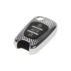TPU obal pro klíč Hyundai/Kia, carbon stříbrný 484hy102cs