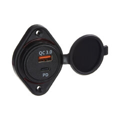 USB QC3.0 + USB-C zásuvka 12/24V, montáž na povrch 34659R