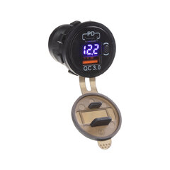 USB nabíječka QC3.0 + USB-C, digitální voltmetr do panelu 34574B