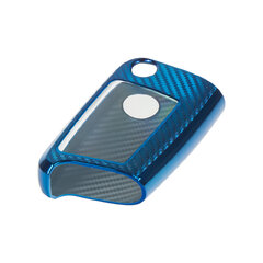 TPU obal pro klíč Škoda, VW, Seat, carbon modrý 484vw122cb