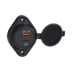 USB QC3.0 + USB-C zásuvka 12/24V, montáž na povrch 34659B