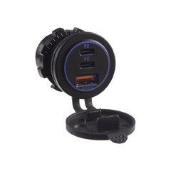 USB QC3.0 + 2xUSB-C zásuvka 12/24V 34720