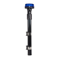 LED maják, 12-24V, 12x3W modrý s teleskopickou tyčí na motocykl, ECE R10 wl151ttblu
