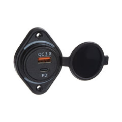 USB QC3.0 + USB-C zásuvka 12/24V, montáž na povrch 34659W