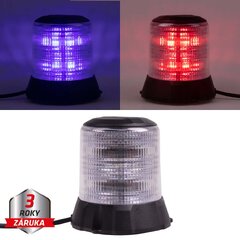 Robustní modro-červený LED maják, černý hliník, 96W, ECE R10 wl405dualBR