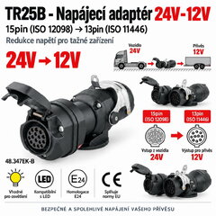 Napájecí adaptér 24V-12V 15pin(ISO12098) - 13pin(ISO11446) TR25B