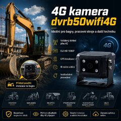 Full HD kamera pro těžkou techniku, 4G, GPS dvrb50wifi4G