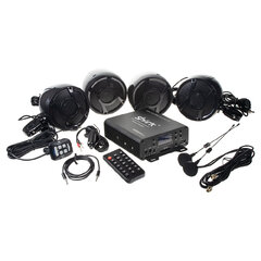 4.1CH zvukový systém na motocykl, skútr, ATV, loď s FM, USB, AUX, BT, černé rsm104bl